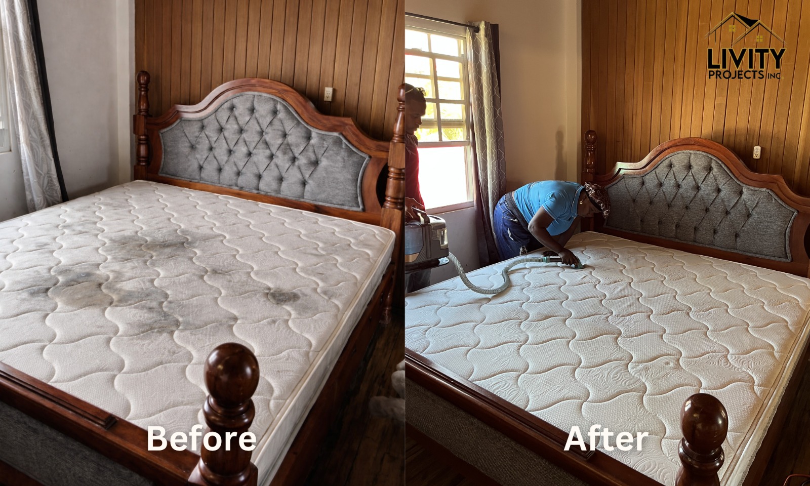 Mattress cleaning before and after